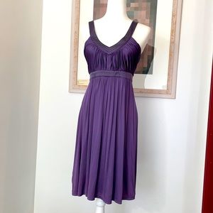 BCBGMaxazria Purple w/Gold Stitch Cocktail Dress